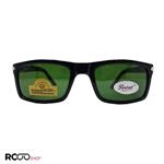 عینک آفتابی پرسول با عدسی سبز و سنگ و فریم مستطیلی مشکی رنگ مدل PO3103