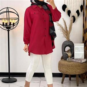 شومیز مجلسی تکرنگ قرمز از سایز 38 تا 46 ارسال رایگان 