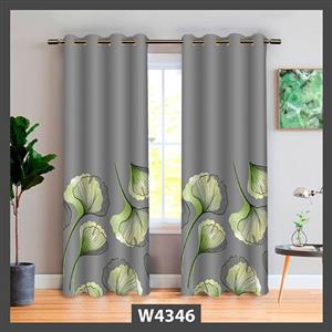 پرده پانچی طوسی طرح برگ کد W4346