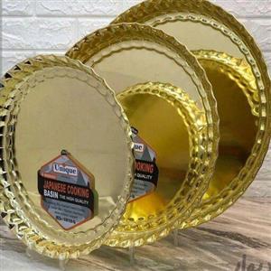 سینی گرد سه سایزکنگره طلایی آنتیک یونیک
