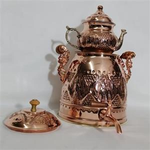 کتری قوری مسی قوری ضخیم قلمکاری، روگازی، تهیه چایی، قیمت استثنایی با تخفیف ویژه