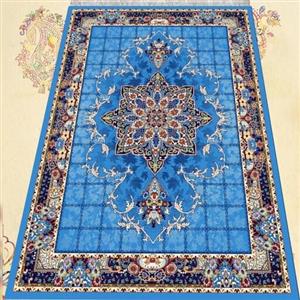 گلیم فرش ماشینی کاشان طرح  هیوا آبی سایز 12متری(3 در 4)