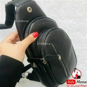 کیف بادی بگ چرم رو سینه ای مردانه پسرانه سه خانه شرانگ مشکی