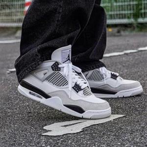 کفش جردن Nike Jordan 4 مردانه وزنانه رنگ  سفید طوسی 37 تا 44 ( کتونی جردن - جردن 4 - jordan 4  - کفش ایر جردن)