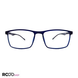 عینک طبی مستطیلی شکل آبی رنگ با فریم TR90 و دسته فنری مدل 9831 