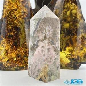 منشور سنگ رودونیت سنگ عشق منشور دکوری ابلیسک Rhodonite  کد  ir 175