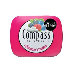 Compass قرص خوشبو کننده دهان توت وحشی 14 گرمی قرص خوشبو کننده دهان Wild Berry قوطی 50 عددی Compass