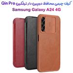 کیف چرمی محافظ دوربین دار Samsung Galaxy A24 4G مارک نیلکین مدل Qin Pro Leather Case