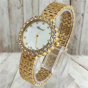 ساعت مچی زنانه قاب مخراج کاری شده چوپارد موتور ژاپن Chopard 