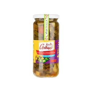 ترشی هالوپینو زیتون گل باز مقدار 500 گرم Golbaaz Halloween Olive Pickel 500gr 