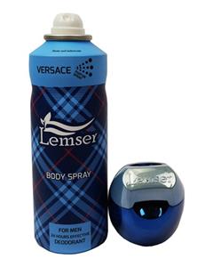 Lemser اسپری خوشبوکننده دئودورانت مردانه  لمسر مدل VERSACE  حجم 200 میلی لیتر lemser body spray