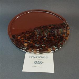 سینی پذیرایی تمام رزین کارشده با قهوه طبیعی