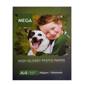 کاغذ چاپ عکس گلاسه مگا 260گرم سایز A4 بسته 100عددی