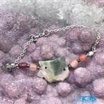 دستبند سنگ تورمالین هندی هندوانه یا سبز با یاقوت ruby watermelon Tourmaline