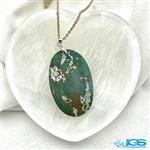 گردنبند سنگ مالاکیت برزیل بدون زنجیر Malachite مرمر سبز