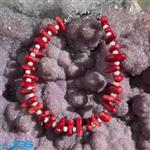 دستبند سنگ مرجان قرمز با مروارید coral  کد  ir 599