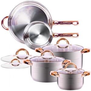 سرویس قابلمه 12 پارچه هافنر الگانس مدل 7 1826 Hoffner Elegance Steel Cookwarw 12Pcs Set 