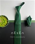 ست کراوات و دستمال جیب مردانه | سبز ساده S25
