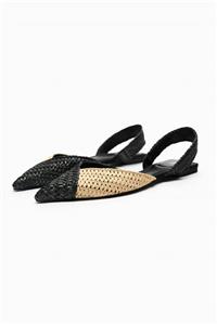 صندل‌های تخت رفیا با بند سینه‌ای زارا | ZARA FLAT RAFFIA SLINGBACK SHOES | تحویل دو تا سه هفته کاری