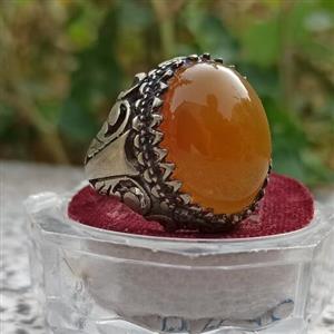 انگشتر نقره عقیق زرد اصل معدنی درجه یک زیبا 