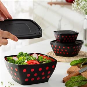 کاسه هایلوکس مربع 3تیکه دربدار() در رنگ های زرد قرمز سبز در پلاسکو هستی