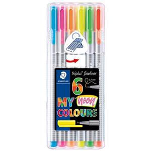 خودکار triplus fineliner neon چند رنگ 6 عددی استدلر 