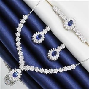 سرویس زنجیری زیبای جواهر نقره عیار925 روکش طلا سفید رنگ ثابت و فاکتور اصل 