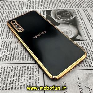 قاب گوشی Galaxy A30S - Galaxy A50S - Galaxy A50 سامسونگ طرح ژله ای مای کیس گلد لاین دور طلایی محافظ لنز دار مشکی کد 786