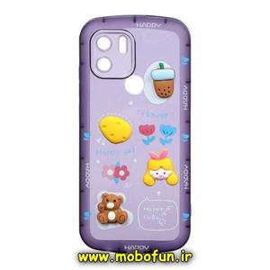 قاب گوشی Redmi A1 Plus - Redmi A2 Plus - Poco C50 شیائومی طرح ژله ای شفاف بالشتی سه بعدی عروسکی محافظ لنز دار بنفش کد 119