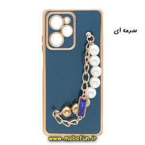 قاب گوشی Poco X5 Pro شیائومی طرح مای کیس گلد لاین لاکچری دستبندی کارتیر مرواریدی محافظ لنز دار سرمه ای کد 32