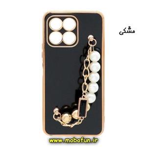 قاب گوشی Honor X6 4G - Honor X8 5G آنر طرح مای کیس گلد لاین لاکچری دستبندی کارتیر مرواریدی محافظ لنز دار مشکی کد 18