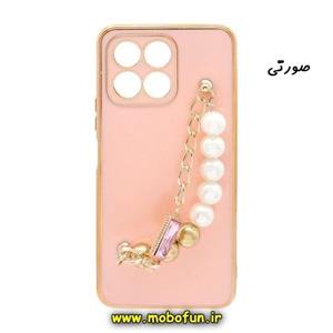 قاب گوشی Honor X6 4G - Honor X8 5G آنر طرح مای کیس گلد لاین لاکچری دستبندی کارتیر مرواریدی محافظ لنز دار صورتی کد 20
