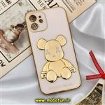 قاب گوشی iPhone 12 آیفون طرح ژله ای مای کیس خرس طلایی تدی برجسته POWER BEAR محافظ لنز دار گلبهی کد 769