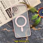 قاب گوشی iPhone 11 Pro Max آیفون طرح الکتروپلیتینگ مگ سیفی ژله ای شفاف اورجینال یونیک کیس Unique Case محافظ لنز دار گلسی رزگلد کد 525