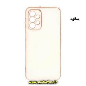 قاب گوشی Galaxy A53 5G سامسونگ طرح ژله ای مای کیس گلد لاین دور طلایی محافظ لنز دار سفید کد 608