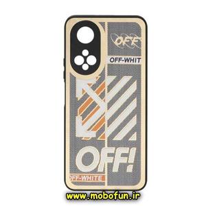 قاب گوشی Honor X7 4G آنر پشت گلس سرامیکی طلاکوب OFF-WHITE محافظ لنزدار کد 64