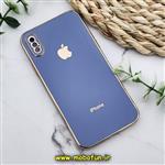 قاب گوشی iPhone X - iPhone XS آیفون طرح ژله ای مای کیس گلد لاین دور طلایی محافظ لنز دار آبی فیلی کد 473