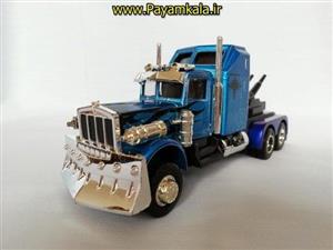 ماکت فلزی عقب کش تریلی جنگی بزرگ فلزی صدادار-چراغدار (KINGSTOY) آبی