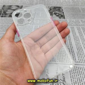 قاب گوشی iPhone 13 Pro Max آیفون شفاف ژله ای محافظ لنز دار دکمه رنگی کد 428