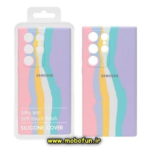قاب گوشی Galaxy S23 Ultra سامسونگ سیلیکونی اورجینال آبرنگی رنگین کمانی پاک کنی درجه یک زیربسته محافظ لنز دار کد 28