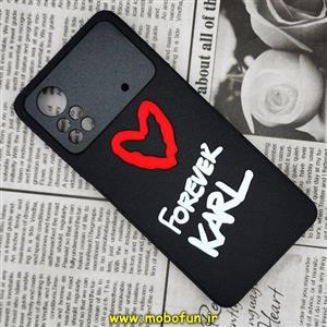 قاب گوشی Poco X4 Pro 5G شیائومی طرح کارل لاجرفلد KARL LAGERFELD سیلیکونی سخت Hard سه بعدی برجسته محافظ لنز دار مشکی کد 575