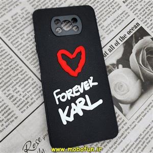 قاب گوشی Poco X3 - Poco X3 NFC - Poco X3 Pro شیائومی طرح کارل لاجرفلد KARL LAGERFELD سیلیکونی سخت Hard سه بعدی برجسته محافظ لنز دار مشکی کد 1256
