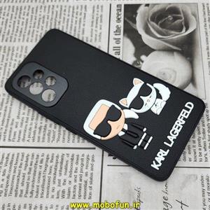 قاب گوشی Galaxy A53 5G سامسونگ طرح کارل لاجرفلد KARL LAGERFELD سیلیکونی سخت Hard سه بعدی برجسته محافظ لنز دار مشکی کد 506
