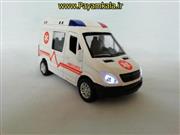 اسباب بازی فلزی ماشین عقبکش چراغدار-آژیردار آمبولانس (SHANGKU)