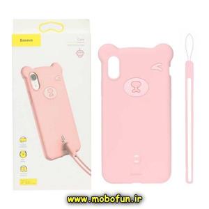 قاب گوشی iPhone XR آیفون سیلیکونی اورجینال خرسی تدی TEDi باسئوس درجه یک صورتی به همراه بند کد 83
