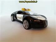 (موزیکال-چراغدار) ماکت فلزی عقب کش بوگاتی بزرگ  (1:24) (Bugatti) پلیس مشکی