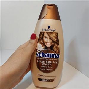 شامپو وگان شوما ترمیم کننده مغذی مو مناسب موهای اسیب دیده خشک المانی حجم 350 میلی لیتر Schauma Repair Care Shampoo 