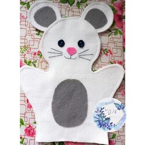 عروسک دستکشی نمایشی موش (نمدی و دارای رنگ بندی و مناسب برای بازی و آموزی کودکان و مربیان مهد)