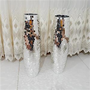 گلدان آینه کاری شده کنار سالنی یا رومیزی ارتفاع 50 سانتی (تکی)