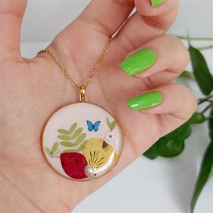 گردنبند زنانه استیل مدل گل دستساز (جنس فریم استیل )
